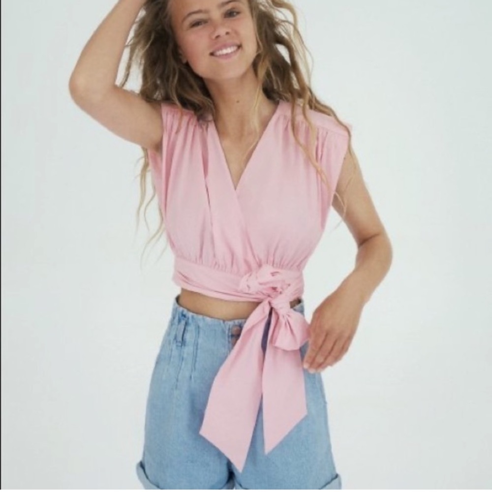 ZARA Pink Wrap Blouse